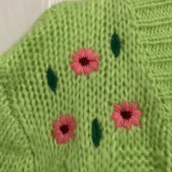 Green cardigan with floral shoulder detail - Picture 2 of 4